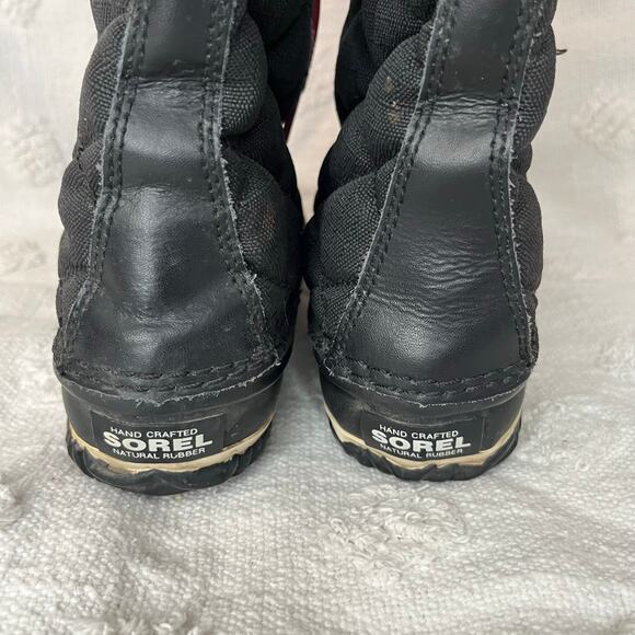 Sorel Quilted Tall Snow Boot Black Leather Waterproof Lace Up Lined Women’s 7.5 - Picture 5 of 7